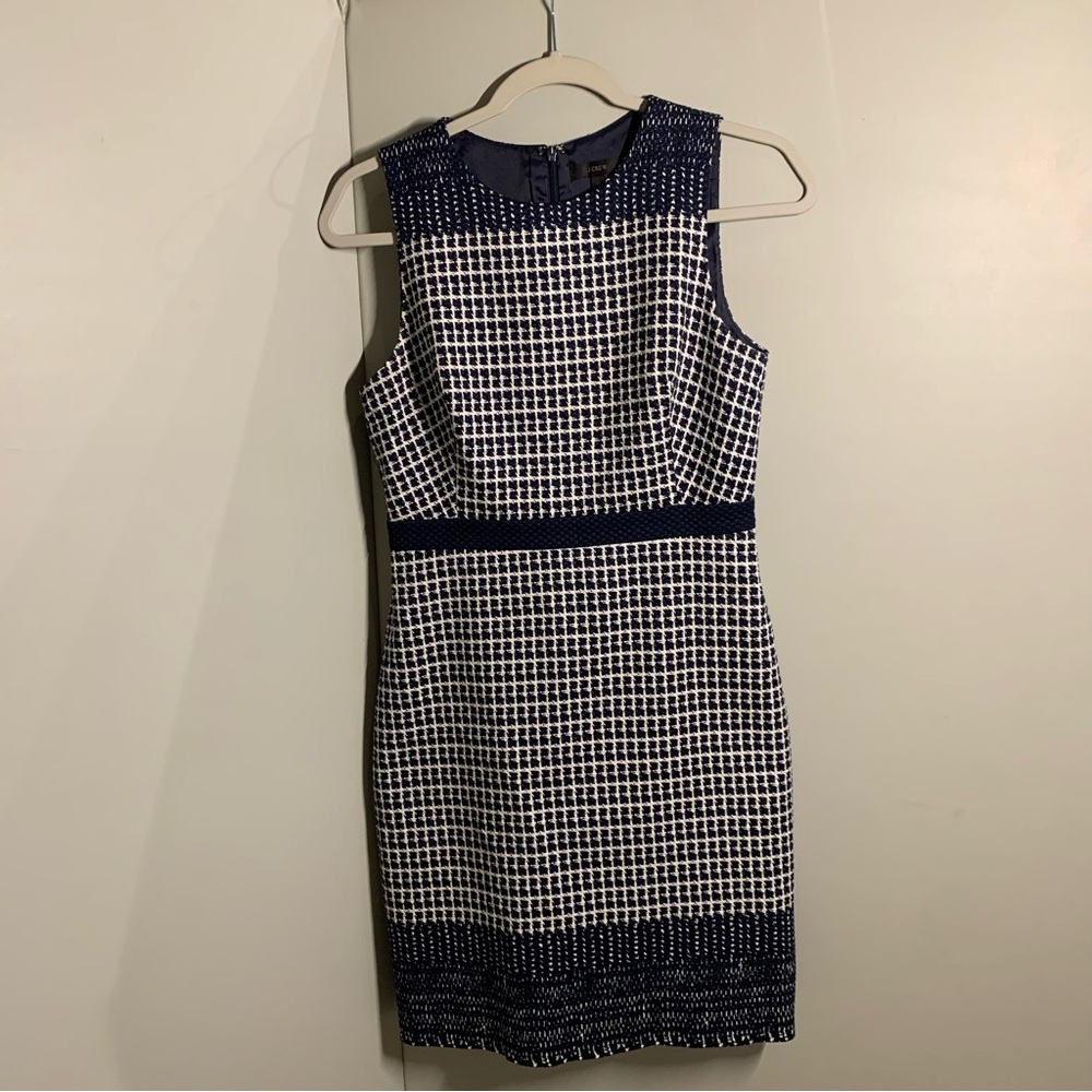 J. Crew Navy and White Checkered Mini Dress